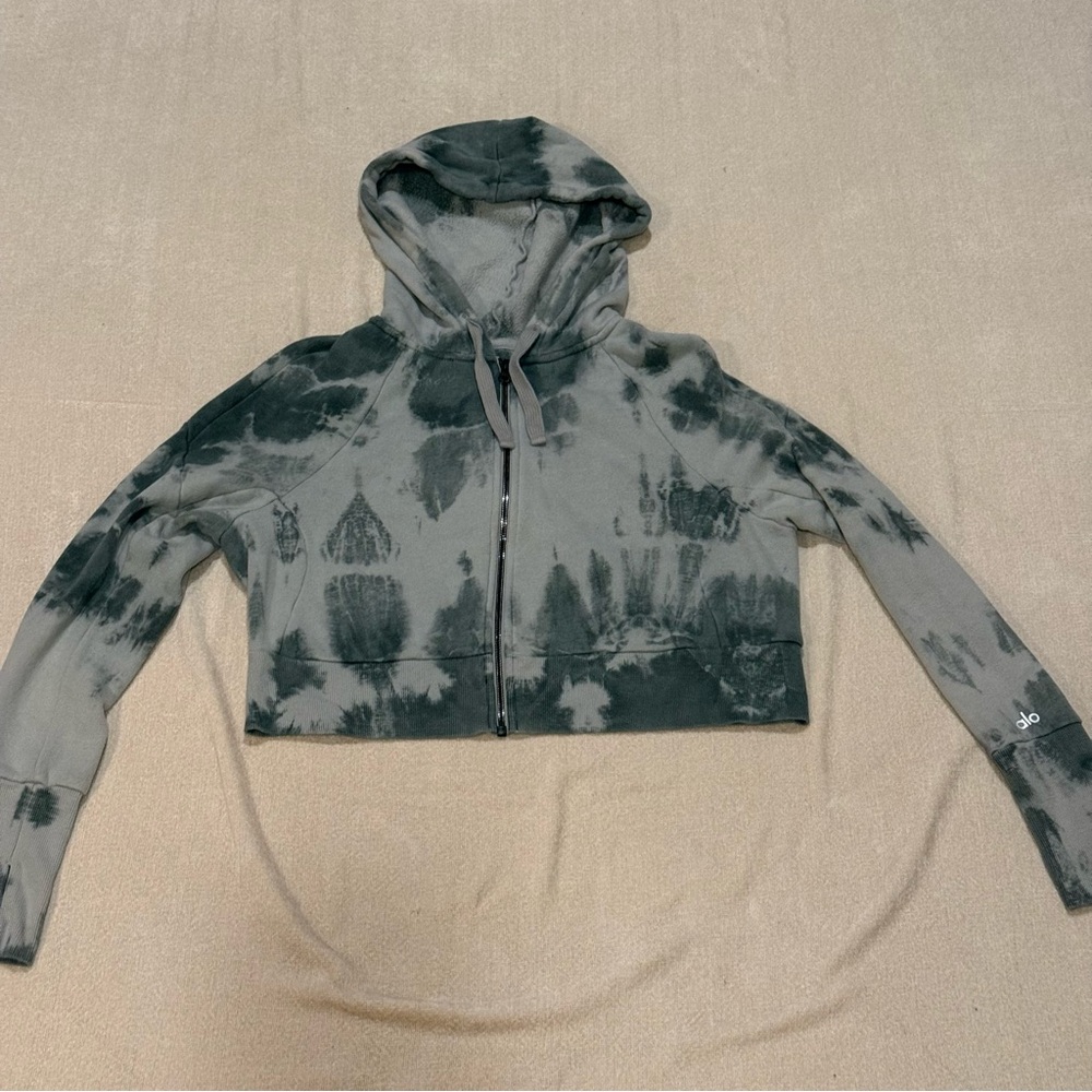ALO Yoga Gray Tie-Dye Hoodie Jacket